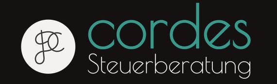 Logo von Cordes Steuerberatung, präsentiert in modernem Design mit stilisierten Buchstaben und einem grafischen Element.